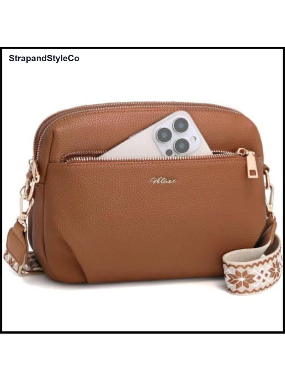 Vegan Leather Crossbody Bag Anti Theft RFID Handbag Purse